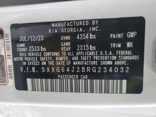 5XXG64J28RG234032 - 2024 KIA K5 GT LINE WHITE photo 13