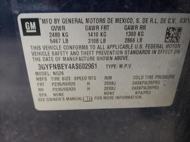 3GYFNBEY4AS602961 - 2010 CADILLAC SRX PERFORMANCE COLLECTION Niebieski zdjęcie 10