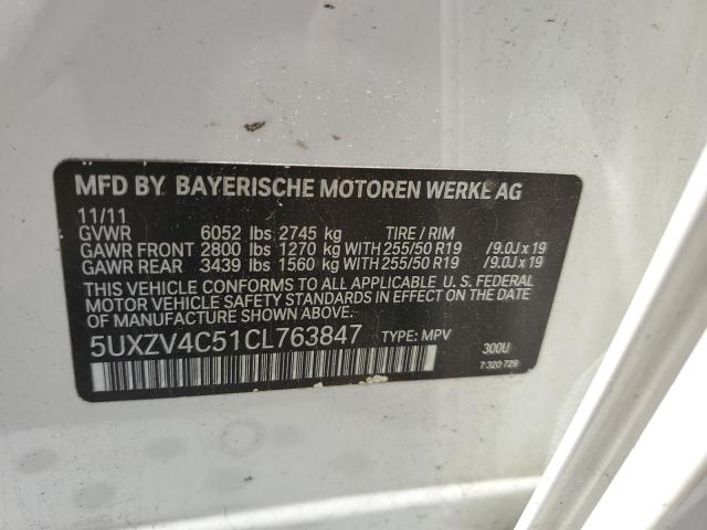 5UXZV4C51CL763847 - 2012 BMW X5 XDRIVE35I Ağ foto 13