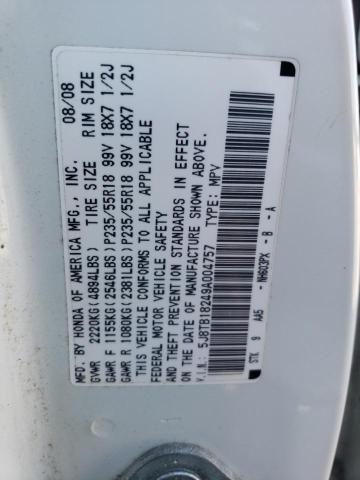 5J8TB18249A004757 - 2009 ACURA RDX WHITE photo 12