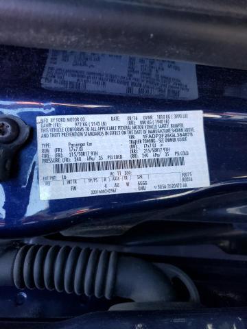 1FADP3F25GL384878 - 2016 FORD FOCUS SE BLUE photo 12