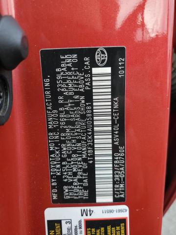 4T1BF3EK4AU058881 - 2010 TOYOTA CAMRY BASE RED photo 12