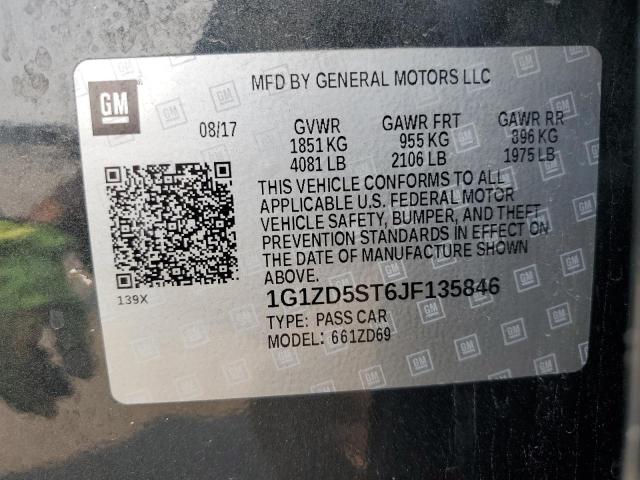 1G1ZD5ST6JF135846 - 2018 CHEVROLET MALIBU LT Сірий фото 12