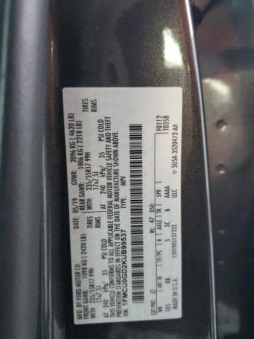 1FMCU0GD2KUB99537 - 2019 FORD ESCAPE SE Темно-сірий фото 12