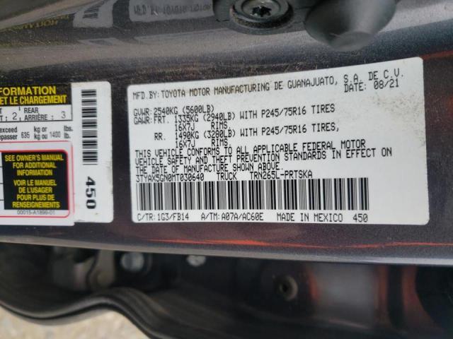 3TYAX5GN0MT030640 - 2021 TOYOTA TACOMA DOUBLE CAB 银色 照片 12