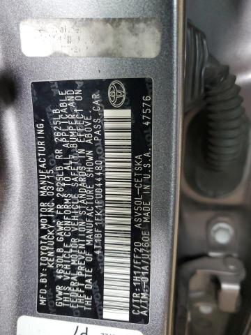 4T1BF1FK1FU044480 - 2015 TOYOTA CAMRY LE GRAY photo 12