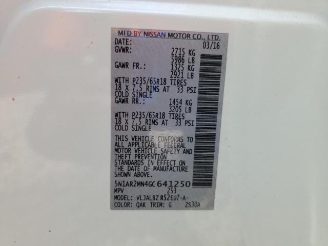 5N1AR2MN4GC641250 - 2016 NISSAN PATHFINDER S თეთრი ფოტო 14