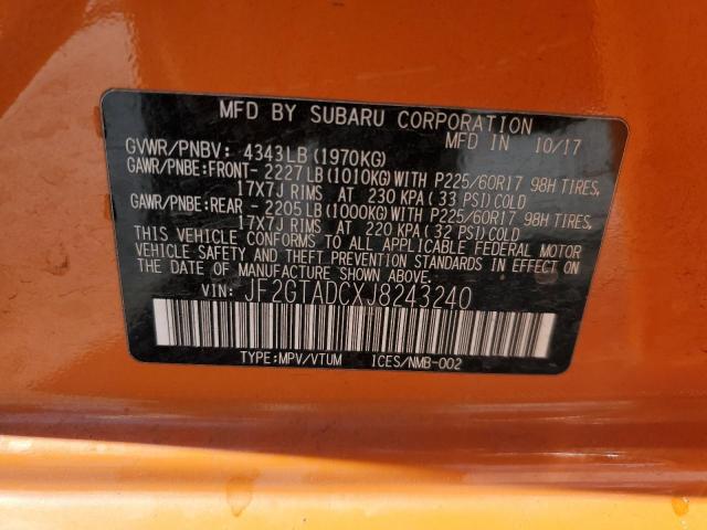 JF2GTADCXJ8243240 - 2018 SUBARU CROSSTREK PREMIUM Orange photo 13