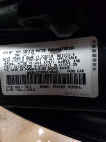 1NXBU40E09Z113545 - 2009 TOYOTA COROLLA BASE GRAY photo 10