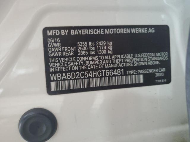 WBA6D2C54HGT66481 - 2017 BMW 640 XI GRAN COUPE WHITE photo 12