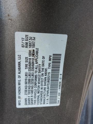 5FNRL6H72JB025715 - 2018 HONDA ODYSSEY EXL GRAY photo 13