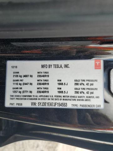 5YJ3E1EA7JF154553 - 2018 TESLA MODEL 3 შავი ფოტო 12