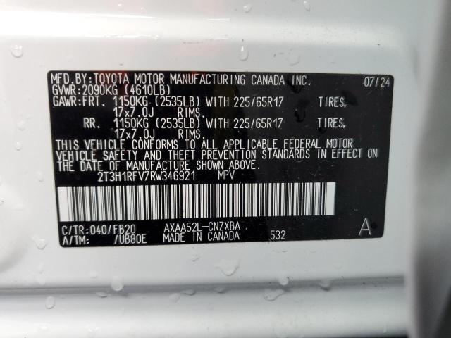 2T3H1RFV7RW346921 - 2024 TOYOTA RAV4 LE თეთრი ფოტო 14