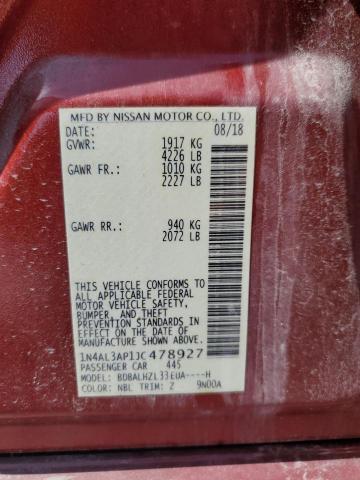 1N4AL3AP1JC478927 - 2018 NISSAN ALTIMA 2.5 BURGUNDY photo 12