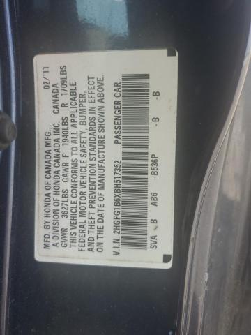 2HGFG1B6XBH517352 - 2011 HONDA CIVIC LX BLUE photo 12