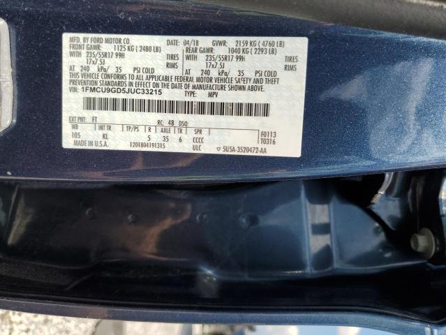 1FMCU9GD5JUC33215 - 2018 FORD ESCAPE SE 蓝色 照片 13