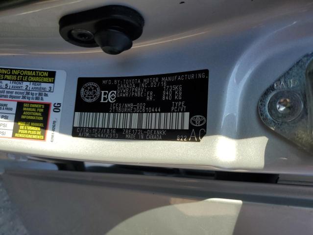 2T1BURHE3GC610444 - 2016 TOYOTA COROLLA L Արծաթագույն լուսանկար 13