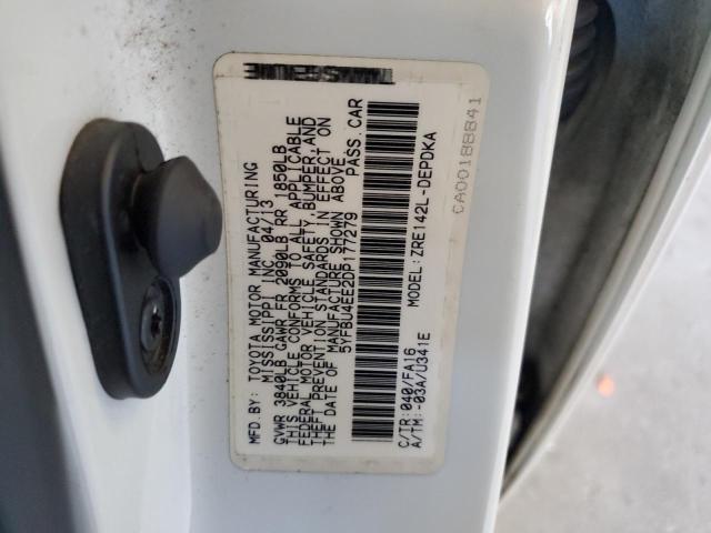 5YFBU4EE2DP177279 - 2013 TOYOTA COROLLA BASE თეთრი ფოტო 12