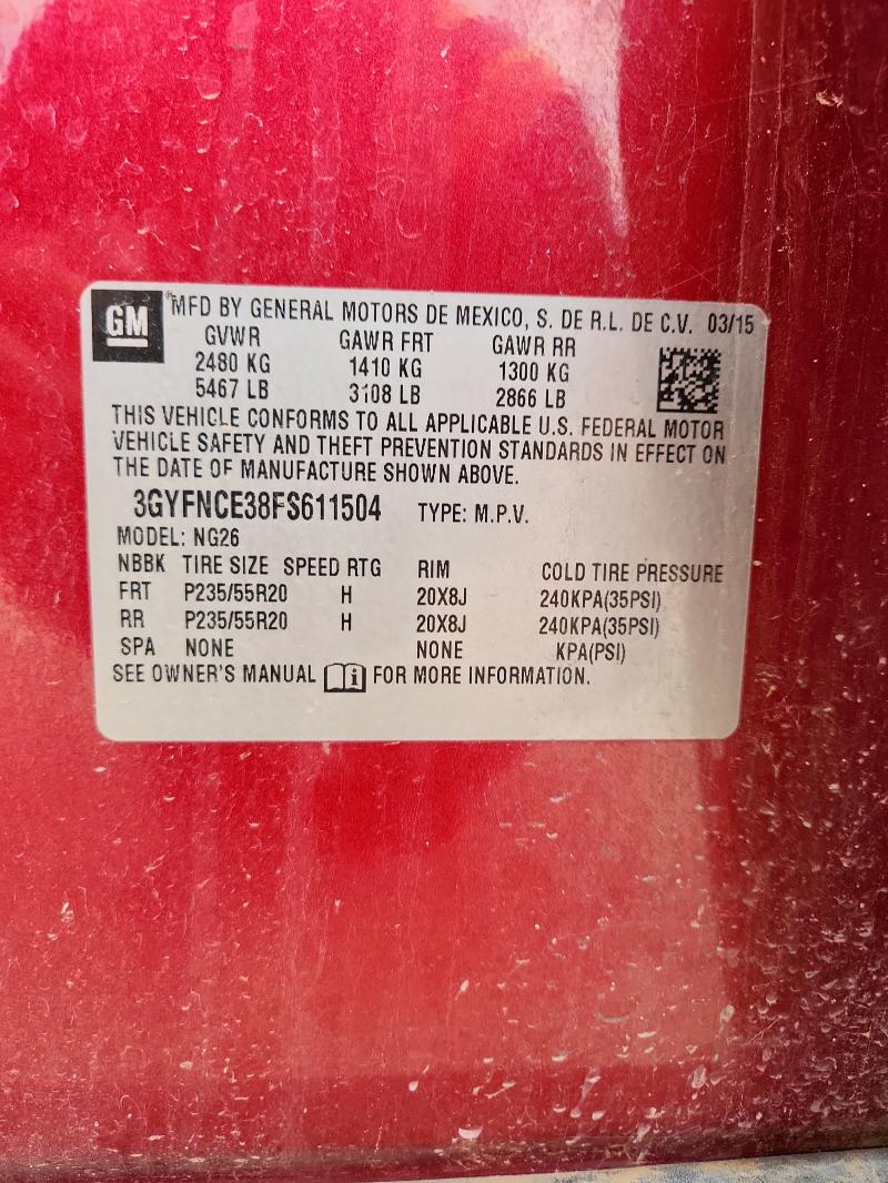 3GYFNCE38FS611504 - 2015 CADILLAC SRX PERFORMANCE COLLECTION 红色 照片 13