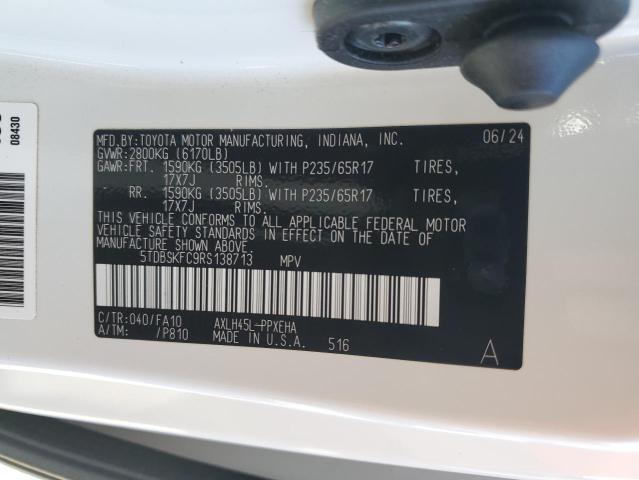 5TDBSKFC9RS138713 - 2024 TOYOTA SIENNA LE WHITE photo 13