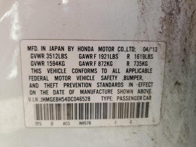 JHMGE8H54DC046528 - 2013 HONDA FIT SPORT თეთრი ფოტო 12