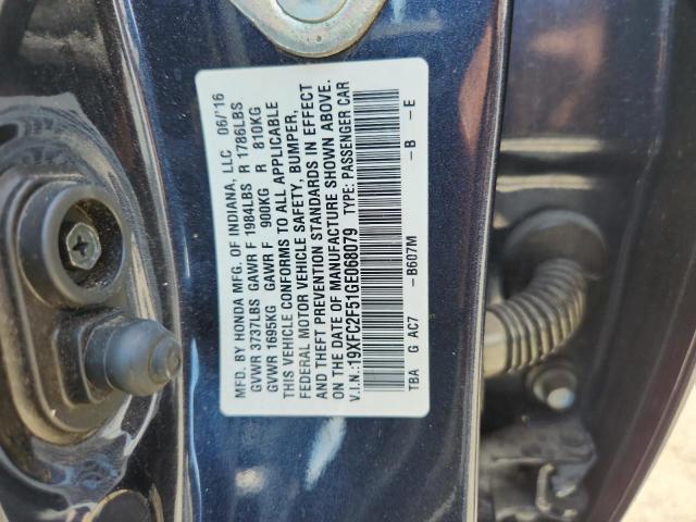 19XFC2F51GE068079 - 2016 HONDA CIVIC LX BLUE photo 12
