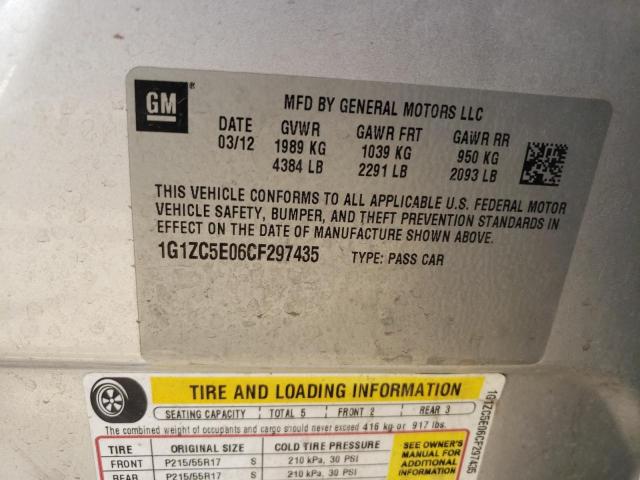 1G1ZC5E06CF297435 - 2012 CHEVROLET MALIBU 1LT Күміс фото 12