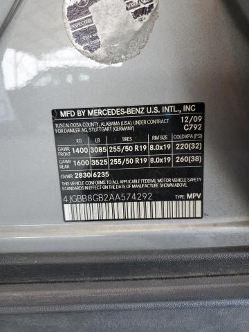 4JGBB8GB2AA574292 - 2010 MERCEDES-BENZ ML 350 4MATIC SILVER photo 13