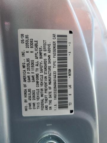 1HGCS22848A014433 - 2008 HONDA ACCORD EXL SILVER photo 12