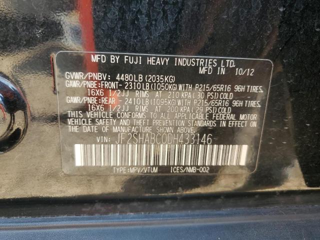 JF2SHABC0DH433146 - 2013 SUBARU FORESTER 2.5X BLACK photo 14