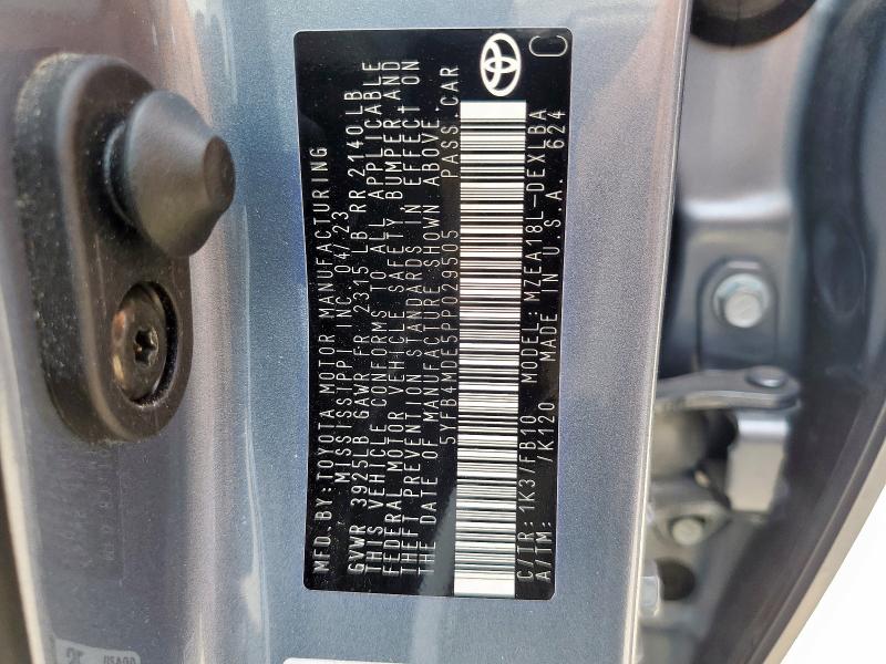 5YFB4MDE5PP029505 - 2023 TOYOTA COROLLA LE GRAY photo 12