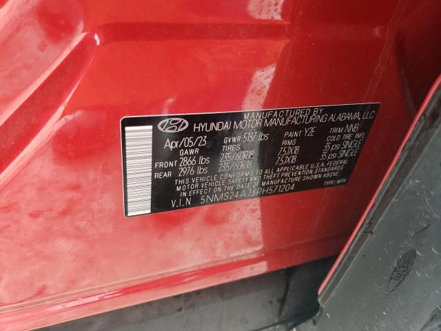 5NMS24AJ3PH571204 - 2023 HYUNDAI SANTA FE SEL RED photo 13