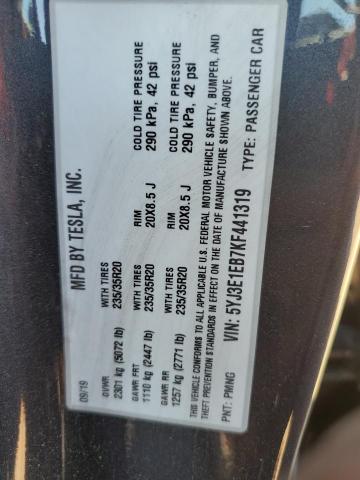 5YJ3E1EB7KF441319 - 2019 TESLA MODEL 3 Темно-сірий фото 12