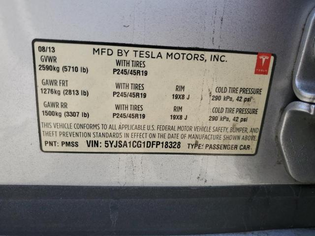 5YJSA1CG1DFP18328 - 2013 TESLA MODEL S Արծաթագույն լուսանկար 12