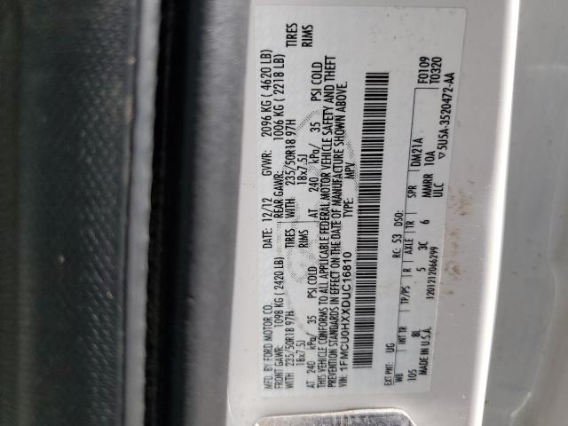 1FMCU0HXXDUC16810 - 2013 FORD ESCAPE SEL WHITE photo 13