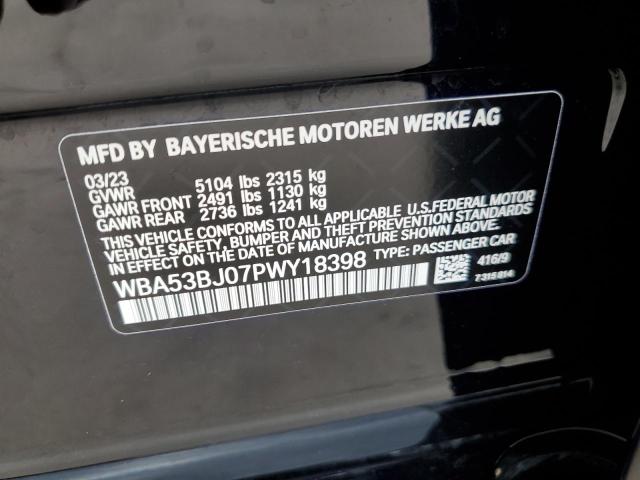 WBA53BJ07PWY18398 - 2023 BMW 540 I BLACK photo 12