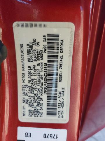 1NXBU4EE0AZ183818 - 2010 TOYOTA COROLLA BASE Rojo foto 13