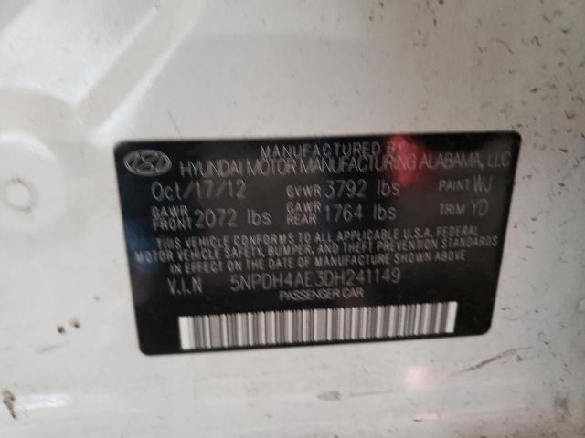 5NPDH4AE3DH241149 - 2013 HYUNDAI ELANTRA GLS WHITE photo 13