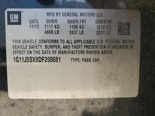 1G11J5SX8DF208681 - 2013 CHEVROLET MALIBU LTZ BLACK photo 12