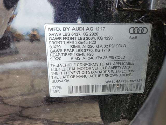 WA1LHAF73JD028637 - 2018 AUDI Q7 PREMIUM PLUS Schwarz Foto 14