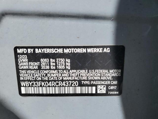 WBY33FK04RCR43720 - 2024 BMW I5 EDRIVE 40 SILVER photo 12