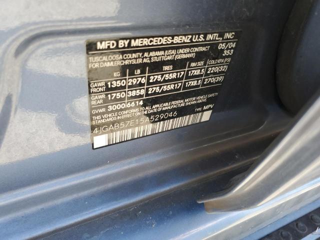 4JGAB57E15A529046 - 2005 MERCEDES-BENZ ML 350 BLUE photo 13