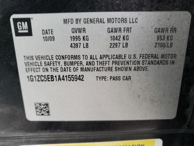 1G1ZC5EB1A4155942 - 2010 CHEVROLET MALIBU 1LT 黑色 照片 12