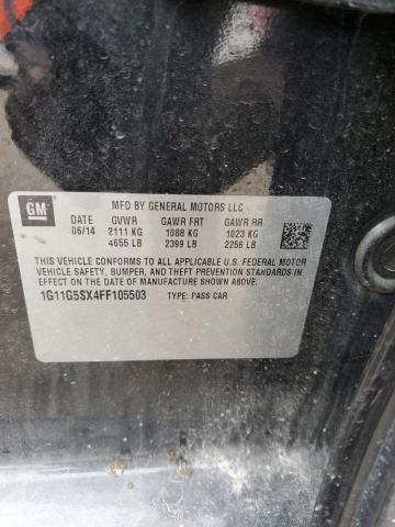 1G11G5SX4FF105503 - 2015 CHEVROLET MALIBU LTZ შავი ფოტო 12