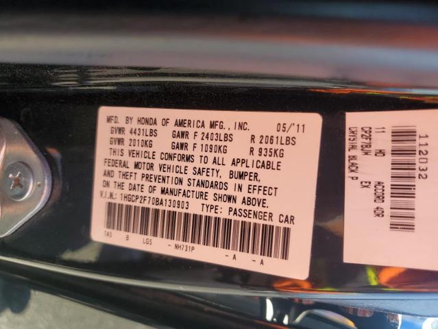 1HGCP2F70BA130903 - 2011 HONDA ACCORD EX BLACK photo 13