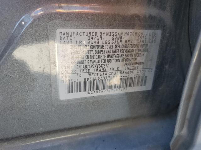 3N1AB7AP7KY347677 - 2019 NISSAN SENTRA S 灰色 照片 12