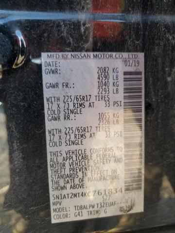 5N1AT2MT4KC761834 - 2019 NISSAN ROGUE S BLACK photo 13