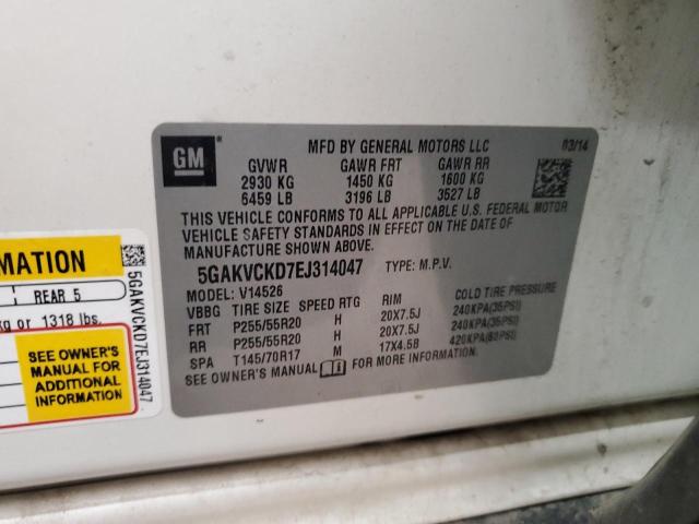 5GAKVCKD7EJ314047 - 2014 BUICK ENCLAVE WHITE photo 13