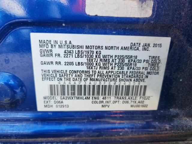 4A4AP3AU8FE024358 - 2015 MITSUBISHI OUTLANDER ES BLUE photo 13