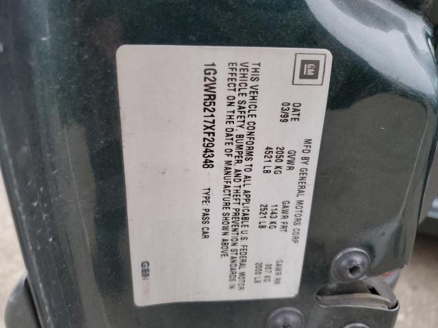 1G2WR5217XF294348 - 1999 PONTIAC GRAND PRIX GTP მწვანე ფოტო 12